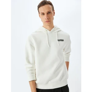 Pamuk Karışımlı Şardonlu Slogan Baskılı Kapşonlu Sweatshirt