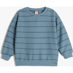 Sweatshirt Şardonlu Pamuklu Uzun Kollu Bisiklet Yaka