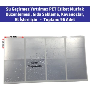 Dijital Barkod Su Geçirmez Yırtılmaz Pet Etiket Mutfak Düzenlemesi, Gıda Saklama, Kavanozlar, El Işleri Için 96 Ad.