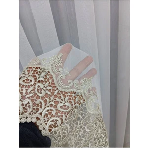 Etek Aplike Gold Altın Eskitme Güpürlü Ling 3kat Pileli Tül Perde