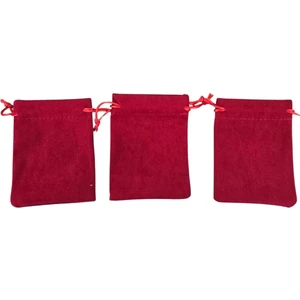 Özer Kutu Süet & Kadife Duble Kese Kırmızı 10 Adet 9X12 cm Takı, Altın Kesesi (Ipli & Büzgülü)