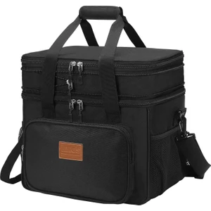 Körüklü Termal Termos Çanta, Yalıtımlı Beslenme Çantası, Buzluk Yemek Taşıma Çantası 21L-SIYAH