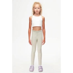 Açık Gri Melanj Basic Kız Çocuk Kışlık Tayt