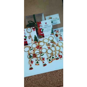 Caca Tasarım Yılbaşı Figürleri Karışık Anahtarlık Charm Çanta Süsü 5 Adet Kartlı ve Kutulu Hediyelik Christmas
