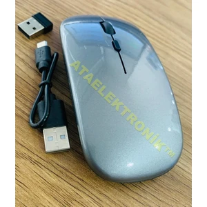 Ata Elektronik Slim GRİ RENK CHARGİNG WIRELESS MOUSE ŞARJ EDİLEBİLİR KENDİNDEN PİLLİ MAUS