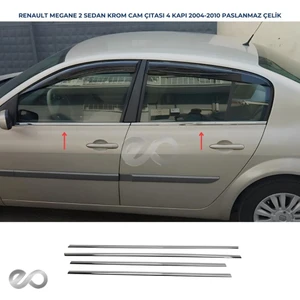 Ebal Oto Renault Megane 2 Krom Cam Çıtası 2004-2010 Arası P. Çelik (sedan)