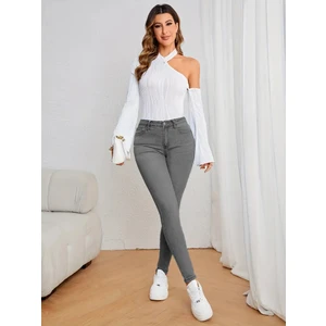 Kadın Yüksek Bel Dar Paça Süper Skinny Fit Esnek Bilek Boy Denim Jean Kot Pantolon C596