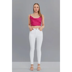 Kadın Yüksek Bel Dar Paça Süper Skinny Fit Esnek Bilek Boy Denim Jean Kot Pantolon C596