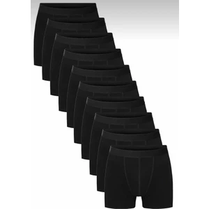 Nacar Store Erkek Pamuklu Likralı 10'lu Paket Siyah Boxer