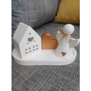 Opulent Accessories Melek,Kalp,Ev Konsept ,4 Parça Yeni Yil Hediye Kutusu,Yeni Iş Hediyesi,Yeni Ev Dekoratif ,Doğum Günü,Noel