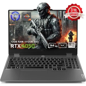 LOQ 15ARP9 83JC00FHTR AMD Ryzen 7-7435HS 12GB DDR5 512GB SSD RTX4050 6GB 15.6 inç 144Hz Full HD FreeDos Gaming Laptop