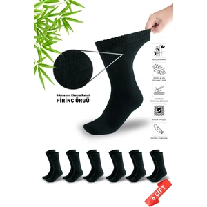 Füme Renk Erkek Diyabetikkışlık Bambu Soket Çorap 6lı Set (Pirinç Örgülü Sıkmayan Bambu Çorap)
