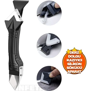 3'ü 1 Arada Fayans Derz Dolgu Kazıyıcı Sıyırıcı Silikon Sökücü ve Uygulayıcı Aparatı