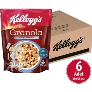 Karışık Meyveli Granola 250 G x 6 Adet, %45 Yulaf Ezmesi, %20 Kurutulmuş Meyve,Lif Kaynağı Kahvaltılık Gevrek