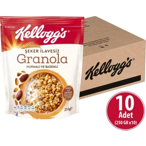 Şeker İlavesiz Granola Hurmalı ve Bademli 250 gr x 10 Adet, %43 Yulaf Içerir, Lif Kaynağı