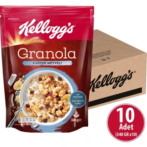 Granola Karışık Meyveli 340 G x 10 Adet, %45 Yulaf Ezmesi, %20 Kurutulmuş Meyve, Lif Kaynağı Kahvaltılık Gevrek