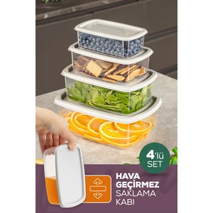 4lü Hava Geçirmez Saklama Kabı Seti Gri 1X(250-500-750-1200 Ml)