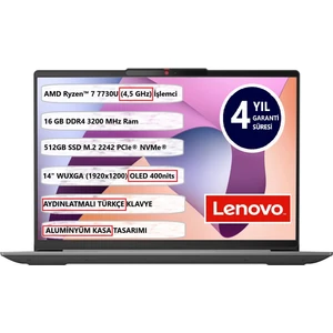 Ideapad Slim 5 82XE009TTX 14ABR8 Amd Ryzen™ 7 7730U 16GB 512 SSD Freedos 14" OLED Ekran Taşınabilir Bilgisayar