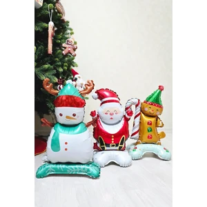 3lü Minik Ayaklı Yılbaşı Balonları Seti Kardan Adam Noel Baba Kurabiye Adam Yılbaşı Balonları Seti