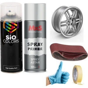 Sio Colors Gümüş Efekt Extra Pigment Araba-Jant-Metal Sprey Boya+Akrilik Astar 400 Ml(Sıvıya Dayanıklı)