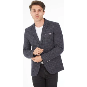 5103 Dar Kalıp Örme Kumaş Lacivert Erkek Blazer Ceket