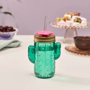 Kaktüs Transparent Pipetli Su Şişesi 350 ml