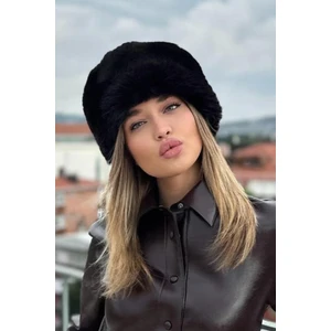Kadın Kışlık Luxury Siyah Rus/slav Tarzı Suni Kürklü Peluş Tüylü Trenduşanka Kalpak Şapka