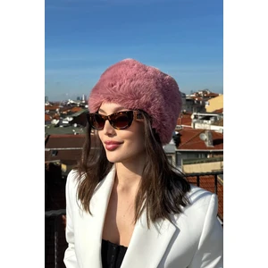 Kadın Kışlık Luxury Açık Fuşya Rus/slav Tarzı Suni Kürklü Peluş Tüylü Trenduşanka Kalpak Şapka