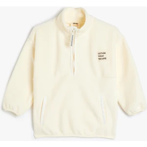 Yarım Fermuarlı Uzun Kollu Cep Detaylı Sweatshirt