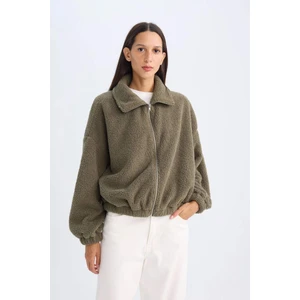 Oversize Geniş Kalıp Polo Yaka Welsoft Pelüş Fermuarlı Hırka C8229AX24WN