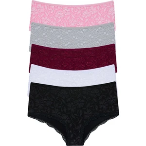 5’li  Komple Dantel Yüksek Bel Külot (Extraesnek)