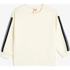 Sweatshirt Bisiklet Yaka Uzun Kollu Şerit Detaylı Pamuklu