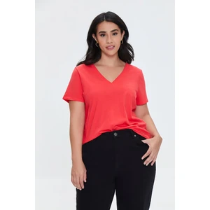 Forever 21 Plus Size V Yaka T-Shirt