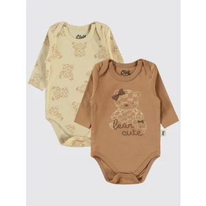 Civil Baby Kız Bebek 2'li Çıtçıtlı Badi 3-18 Ay Kahve