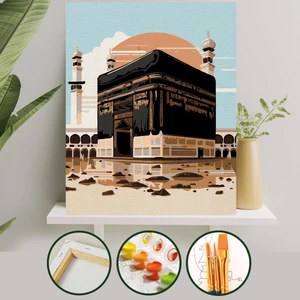 Palmiye Hobi Sanat Sayılarla Boyama Tuval Seti Fırça Boya Dahil (Çıtalı) 40X50 cm - Kabe