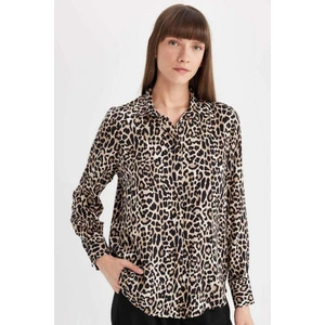 Regular Fit Leopar Desenli Uzun Kollu Gömlek I8266AZ24AU