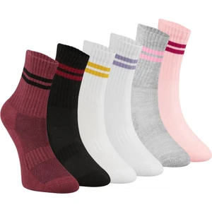 Four Solos 6'lı Kadın, Çizgili Kolej Tenis Çorabı, Havlu Taban