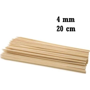 Değerli Hobi Ahşap Bambu Çubuk 20 cm 4 mm 80 Adet