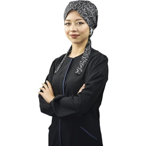 Nur Medikal Giyim Tesettür Siyah Dalgalar Doktor Hemşire Hastane Aşçı Cerrahi Tesettür Bonesi