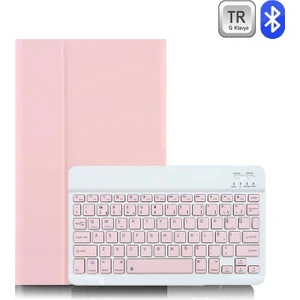 Samsung Galaxy Tab S7 Fe 12.4 Inch Tablet ile Uyumlu Bluetooth Türkçe Klavyeli Standlı Kılıf Pembe AL4824 Ithl