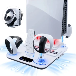 Ps5 Ps5 Slim Vr2 Gözlük Uyumlu Konsol Soğutma Fanlı Şarj Standı ve Oyun Kolu Şarj Istasyonu YH59
