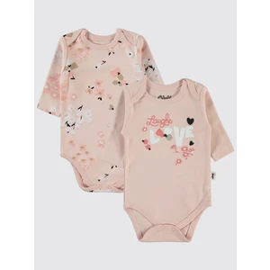 Civil Baby Kız Bebek 2'li Çıtçıtlı Badi 3-18 Ay Pudra