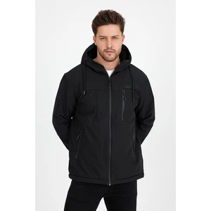 My Vintage Su ve Rüzgar Geçirmez Kürklü Softshell DAR KESİM Erkek Mont Siyah