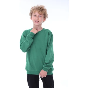 Oversize Unisex Basic Düz Yeşil Renk  Pamuk Çocuk Sweatshirt