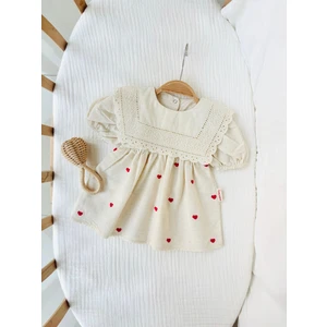 Nunu Baby La Signora Kalpli Kız Çocuk Elbise Bebe Yaka Kısa Kol Özel Günler İçin Şık