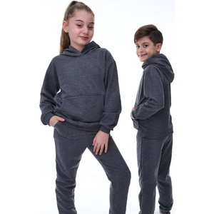 Basic Kapüşonlu 2 Iplik Şardonlu Kanguru Cepli Çocuk Eşofman Takımı