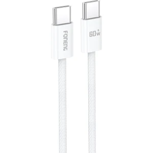 X110 USB-C to USB-C 1.2 Metre Örgü Kablo 60W Güç Hızlı Şarj / Data Kablosu Beyaz 