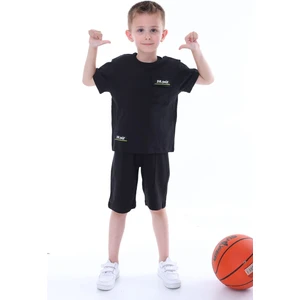 Bronx Pamuklu Siyah Çocuk T-Shirt-Şort 2'li Takım
