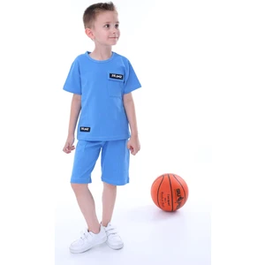 Bronx Pamuklu Mavi Çocuk T-Shirt-Şort 2'li Takım