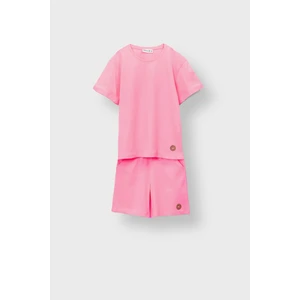 Basic Pembe Kısa Kollu Şortlu Çocuk Takım (Düzrenk)